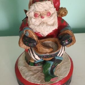 Vintage House of Hatten Santa holding wooden bowl & spoon.